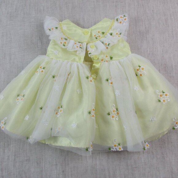Baby Biscotti Princess Dress Girls 3 Month Yellow Embroidered Floral Mesh Ruffle - Picture 2 of 6